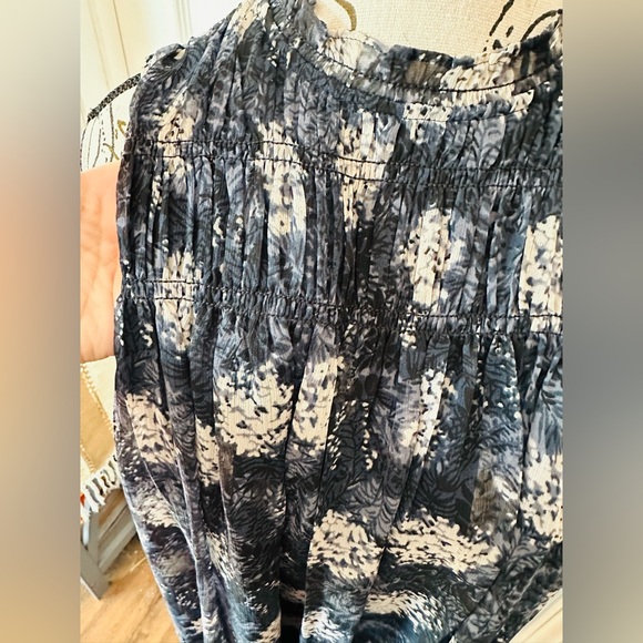 Sleeveless Mock Neck Smocked Midi Dress by Joie - Picture 4 of 12